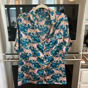 Their Nibs Pajama Top with Pink Leopard Design, size L, label is loose, GUC